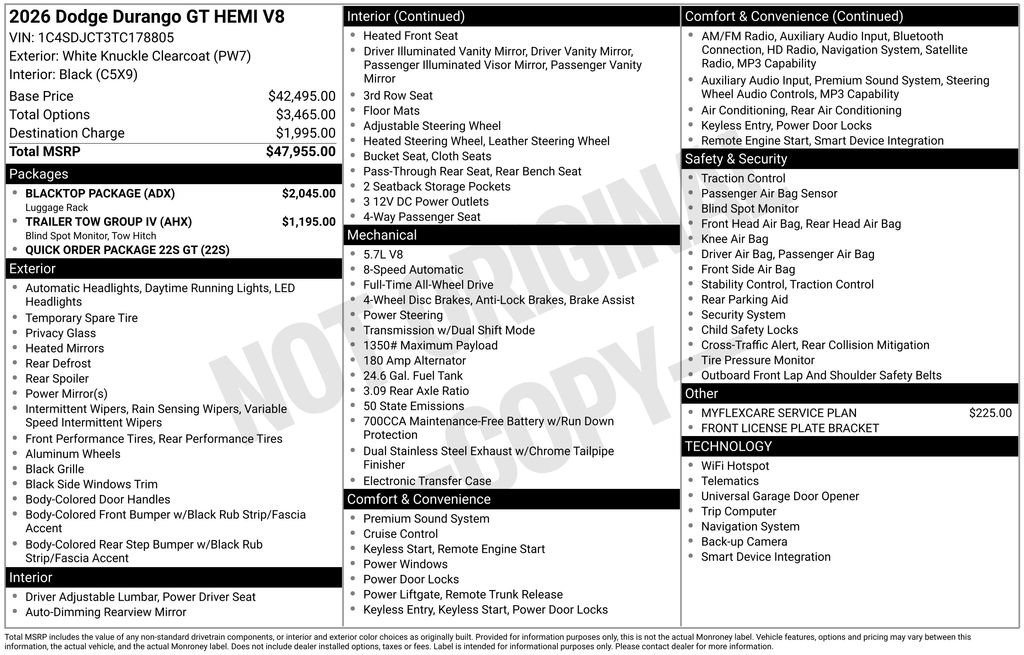 New 2026 Dodge Durango GT w/ Blacktop Package image 45