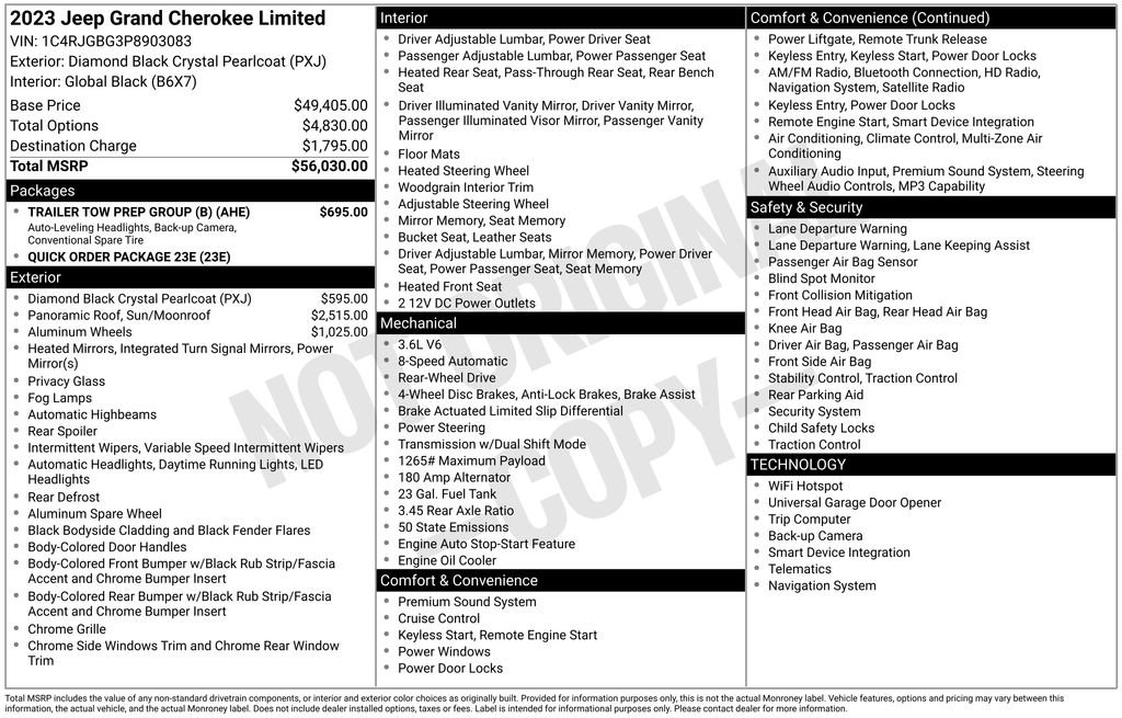 Used 2023 Jeep Grand Cherokee Limited w/ Trailer Tow Prep Group (B) RWD image 4