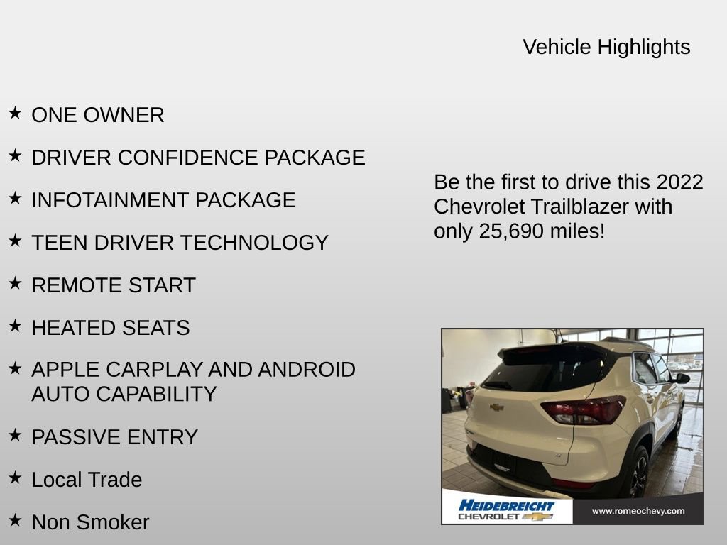 Certified 2022 Chevrolet TrailBlazer LT w/ Driver Confidence Package image 6