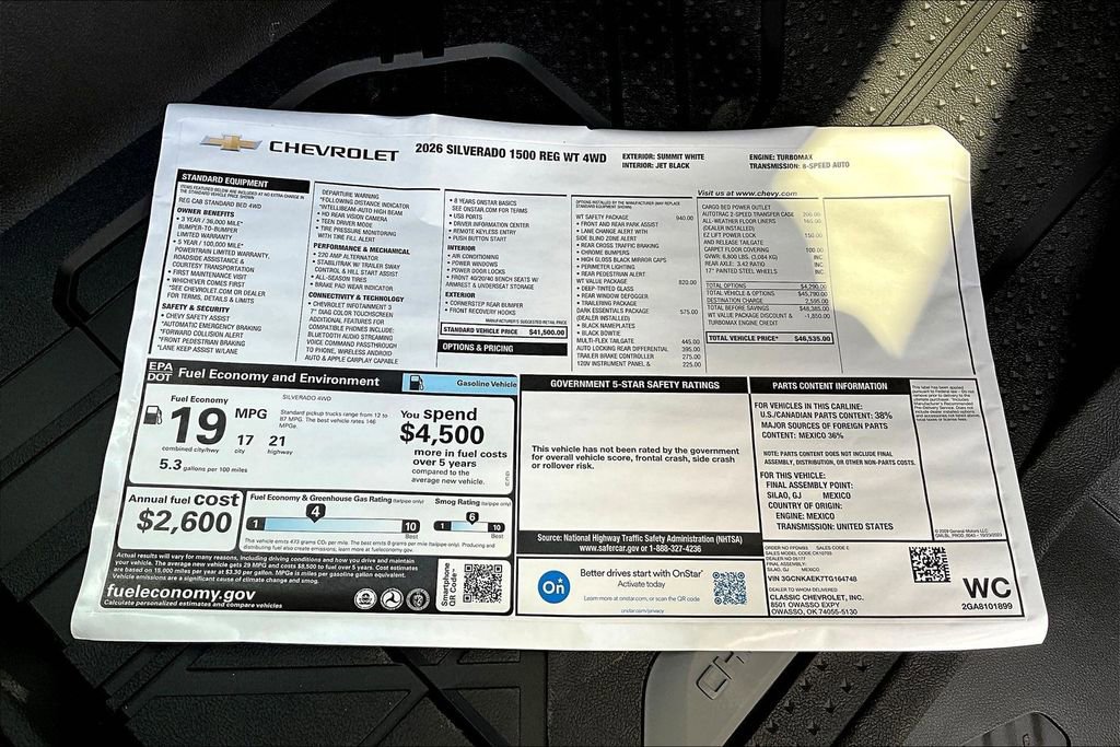 New 2026 Chevrolet Silverado 1500 W/T w/ WT Safety Package image 13