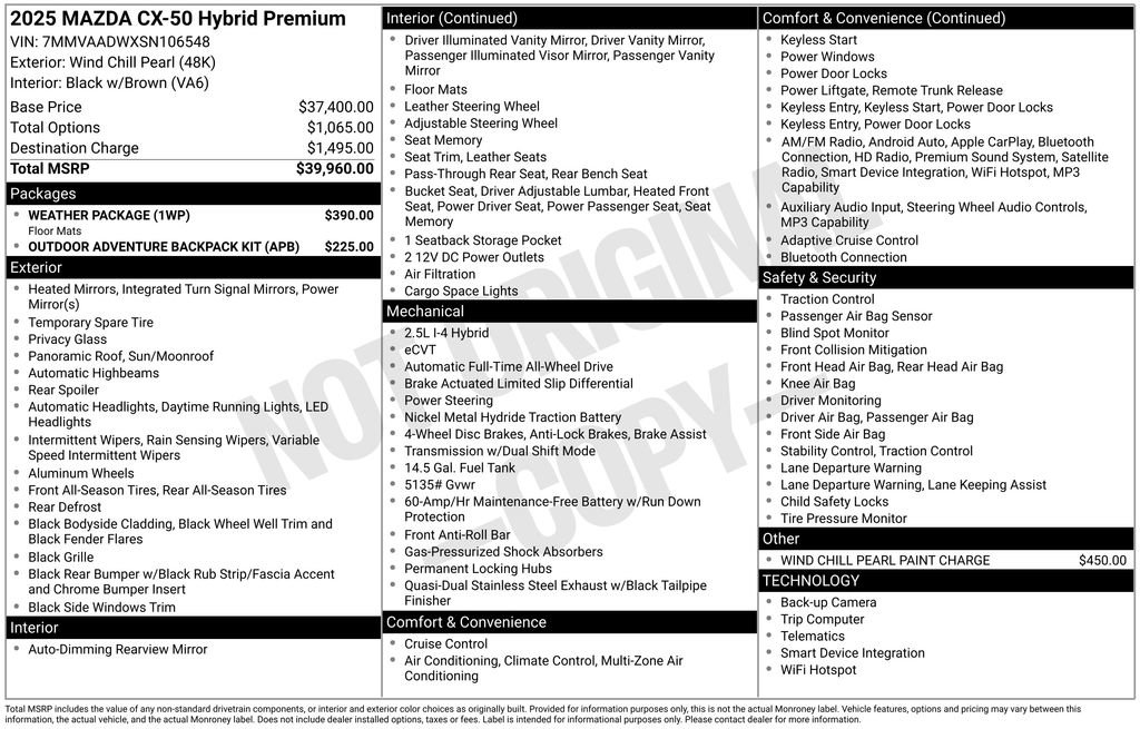 New 2025 MAZDA CX-50 AWD 2.5 Hybrid w/ Weather Package image 6