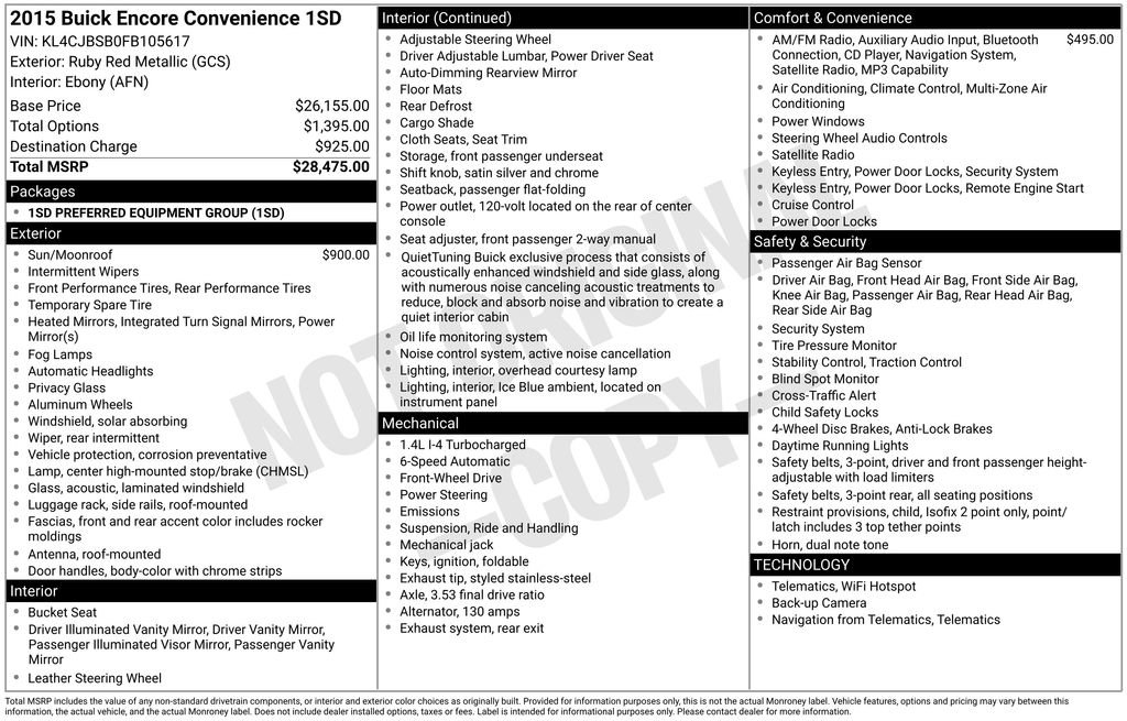 Used 2015 Buick Encore Convenience FWD image 34