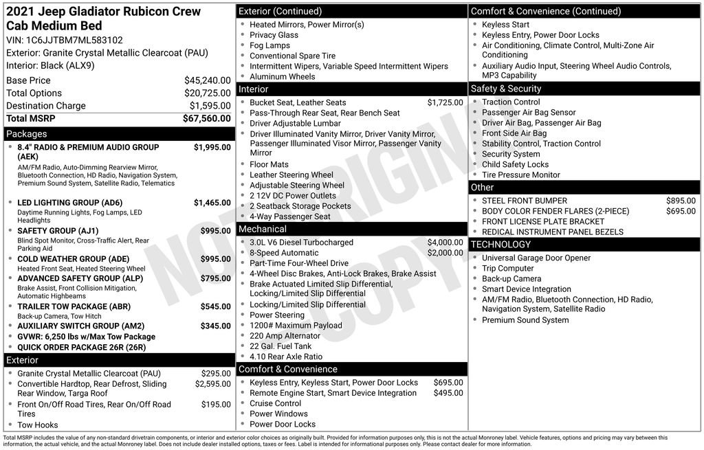 Used 2021 Jeep Gladiator Rubicon image 60