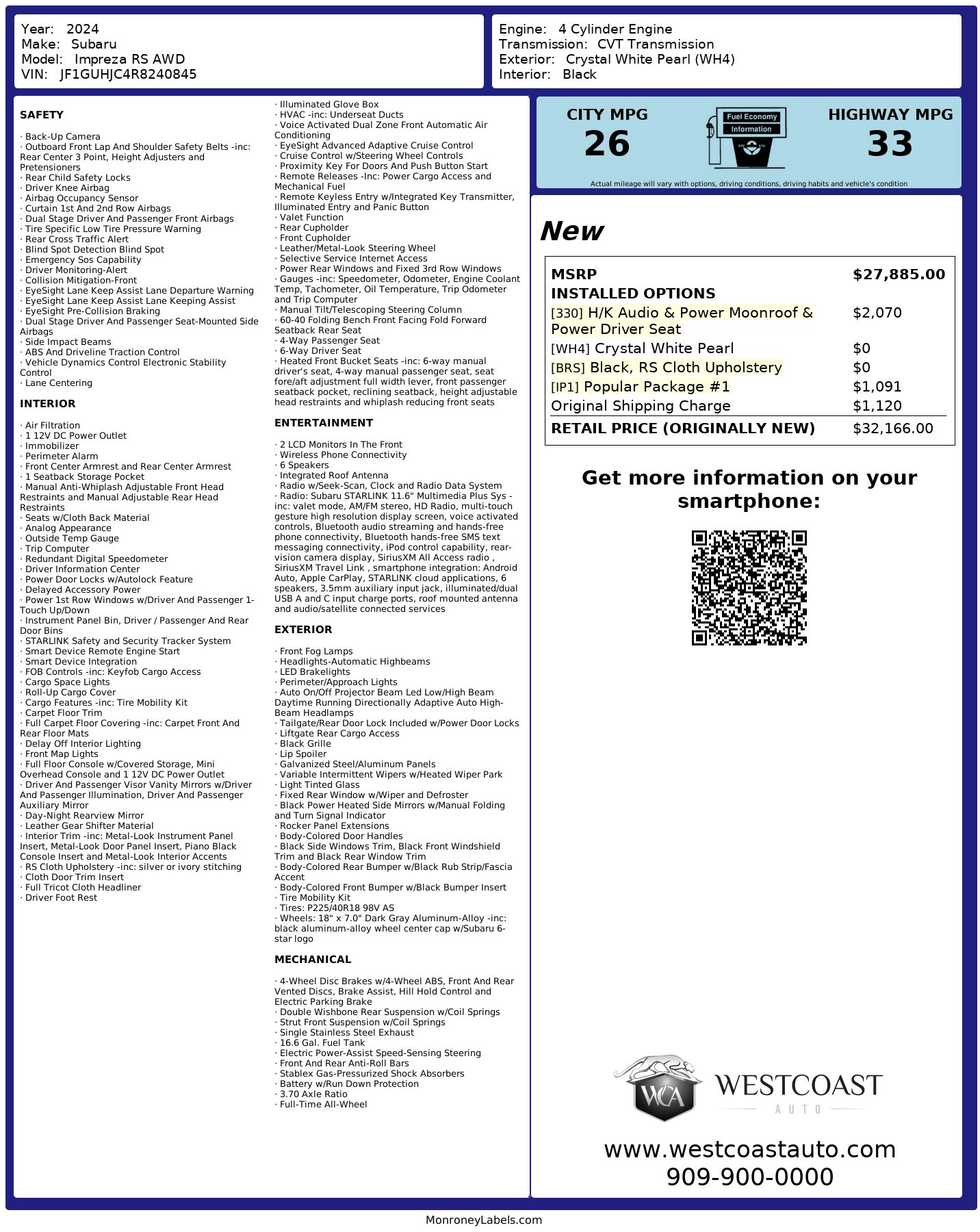 Used 2024 Subaru Impreza RS w/ Popular Package #1 AWD/4WD image 14