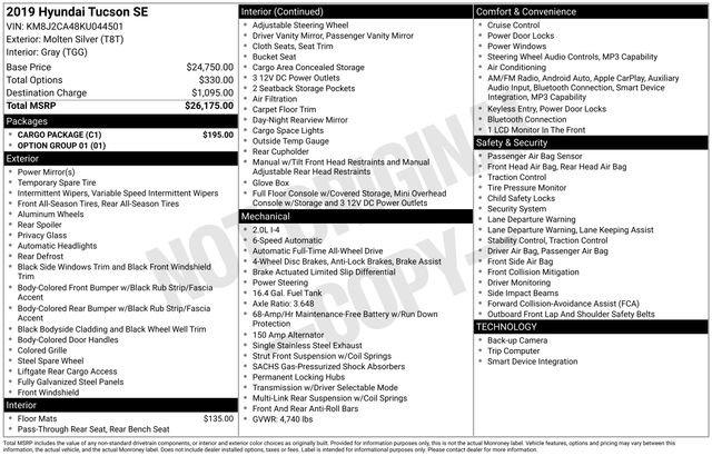 Used 2019 Hyundai Tucson SE w/ Cargo Package AWD/4WD image 8