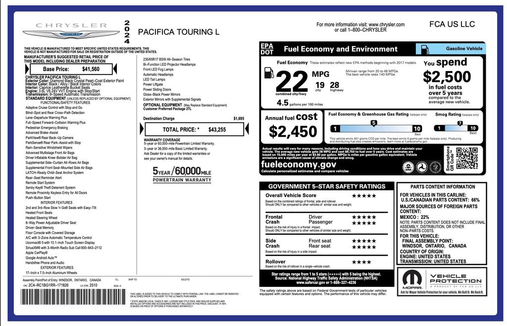 Certified 2024 Chrysler Pacifica Touring-L FWD image 3