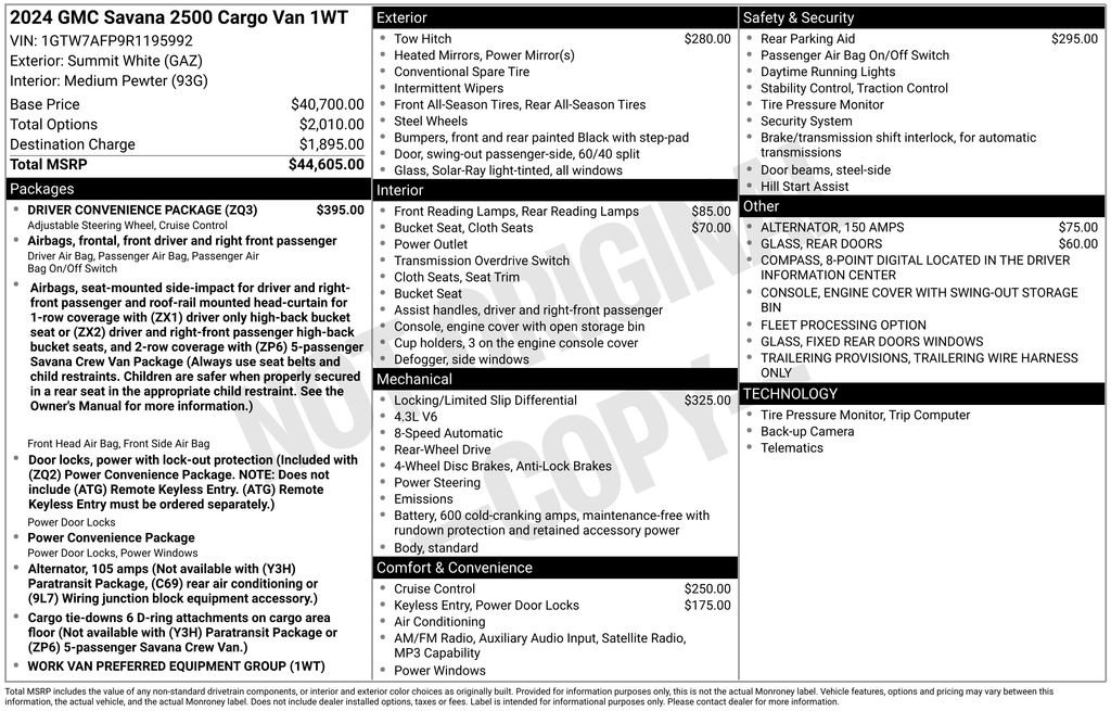 Used 2024 GMC Savana 2500 w/ Driver Convenience Package image 27