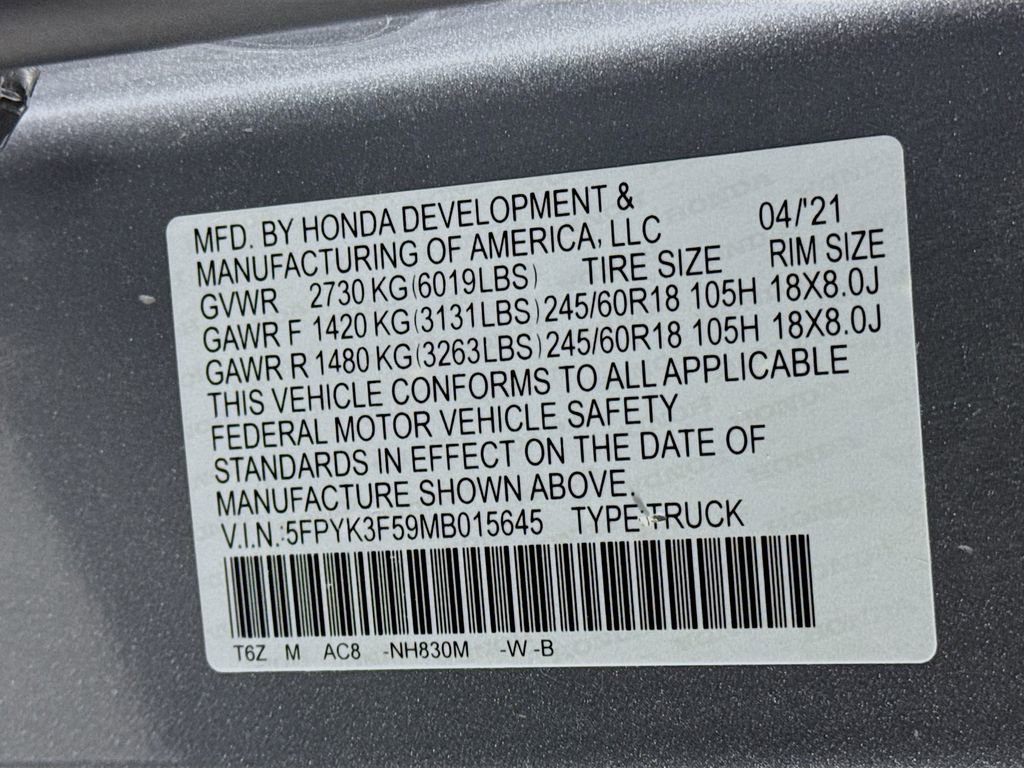 Used 2021 Honda Ridgeline RTL image 35