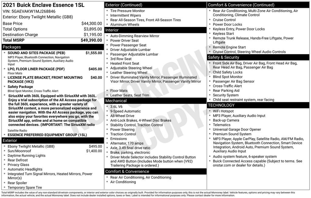 Used 2021 Buick Enclave Essence w/ Sound and Sites Package AWD/4WD image 41