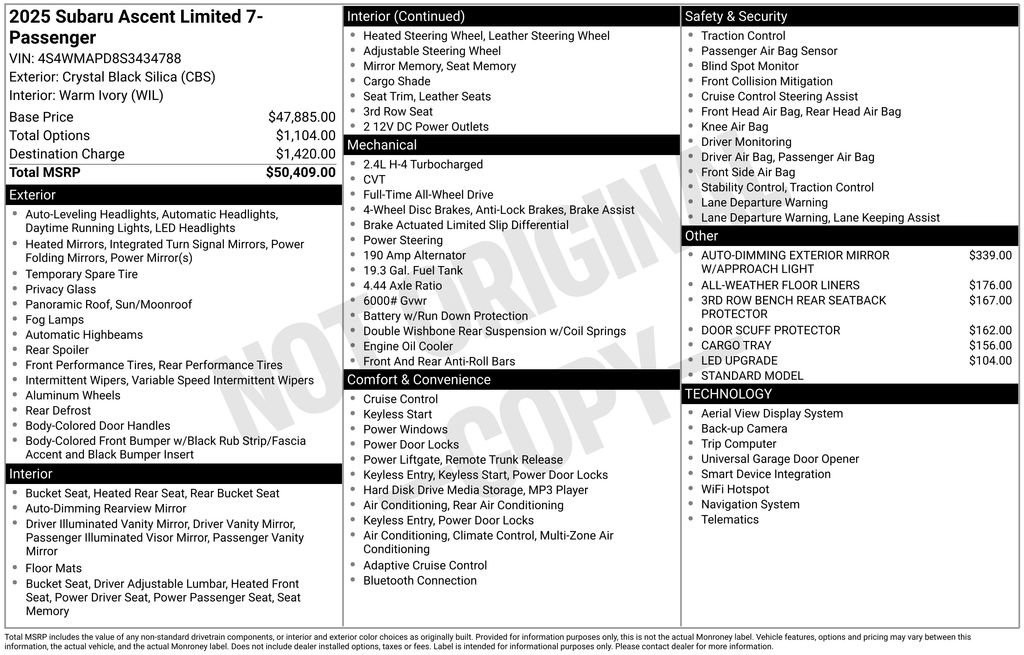 Certified 2025 Subaru Ascent Limited image 48