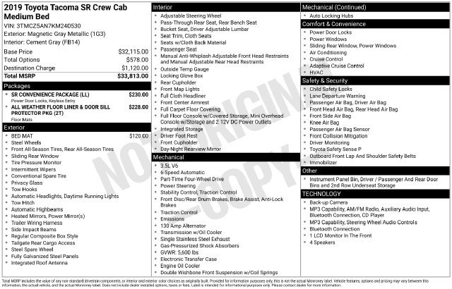 Certified 2019 Toyota Tacoma SR w/ SR Convenience Package AWD/4WD image 30