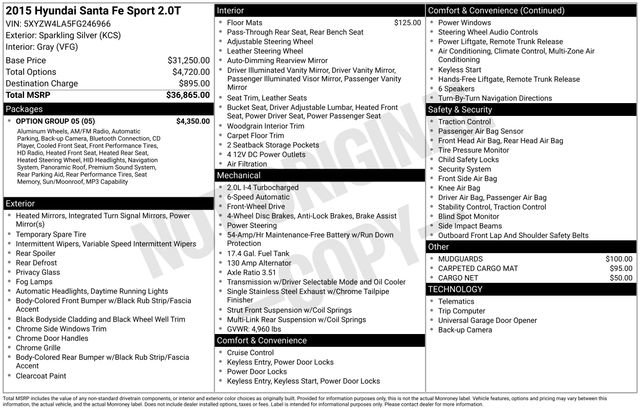 Used 2015 Hyundai Santa Fe Sport 2.0T w/ Option Group 05 image 4