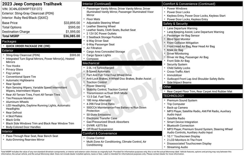 Certified 2023 Jeep Compass Trailhawk AWD/4WD image 41