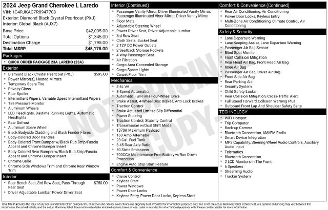 Used 2024 Jeep Grand Cherokee L Laredo AWD/4WD image 4