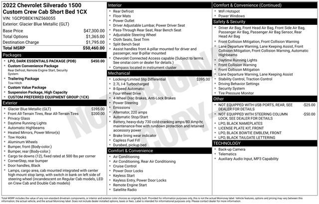 Used 2022 Chevrolet Silverado 1500 Custom w/ LPO, Dark Essentials Package image 2