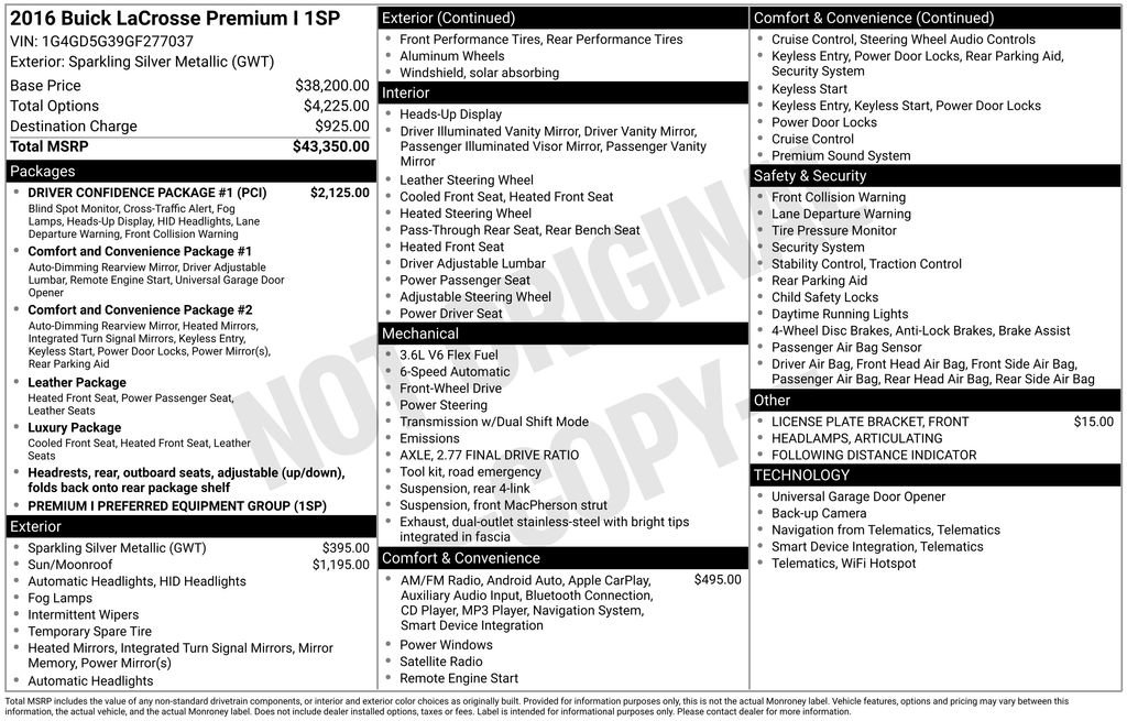 Used 2016 Buick LaCrosse Premium w/ Driver Confidence Package #1 image 4