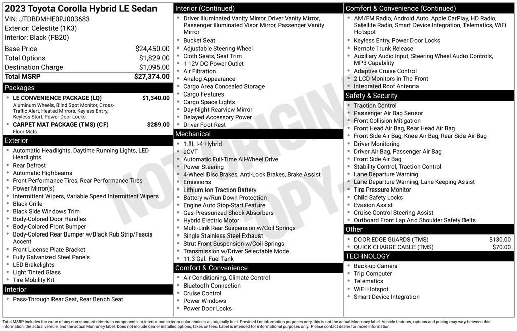 Used 2023 Toyota Corolla LE w/ LE Convenience Package AWD/4WD image 2