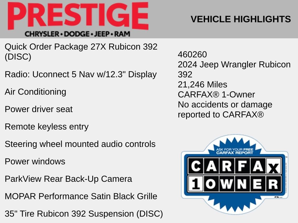 Used 2024 Jeep Wrangler Unlimited Rubicon 392 AWD/4WD image 2
