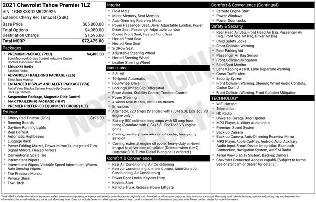 Used 2021 Chevrolet Tahoe Premier w/ Premium Package AWD/4WD image 2