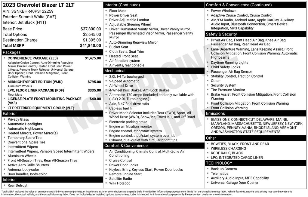 Used 2023 Chevrolet Blazer LT w/ Convenience Package image 2