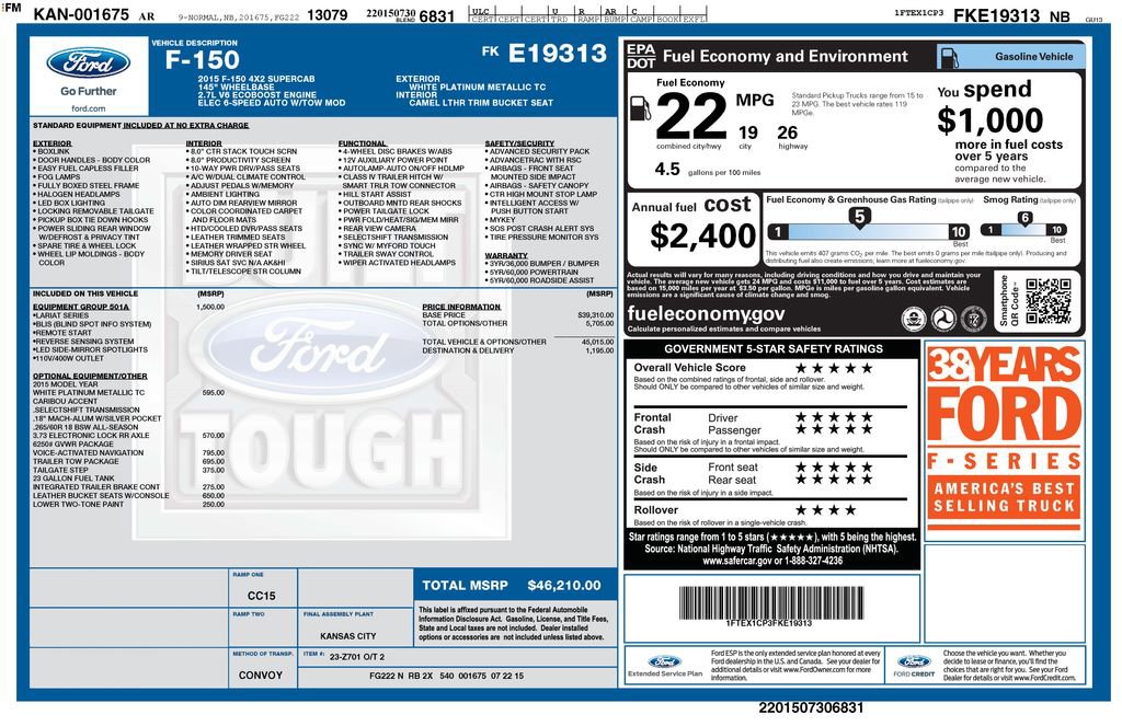 Used 2015 Ford F150 Lariat w/ Equipment Group 501A Mid RWD image 7