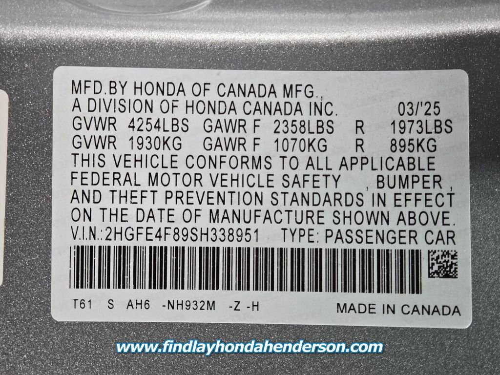 Certified 2025 Honda Civic Sport image 14