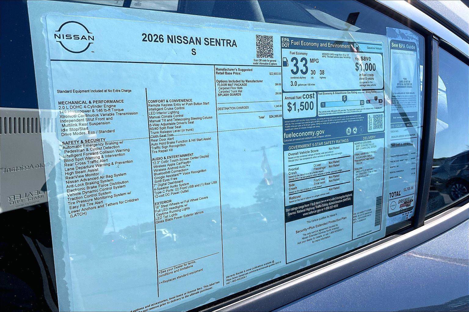 New 2026 Nissan Sentra S w/ Floor Mat Package FWD image 15