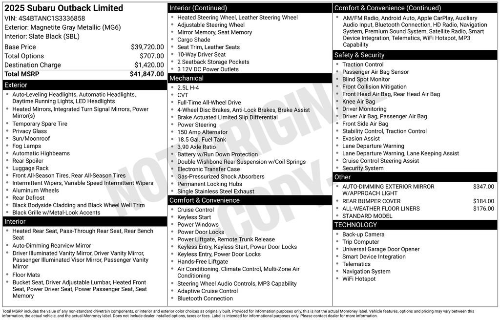 Used 2025 Subaru Outback Limited image 33