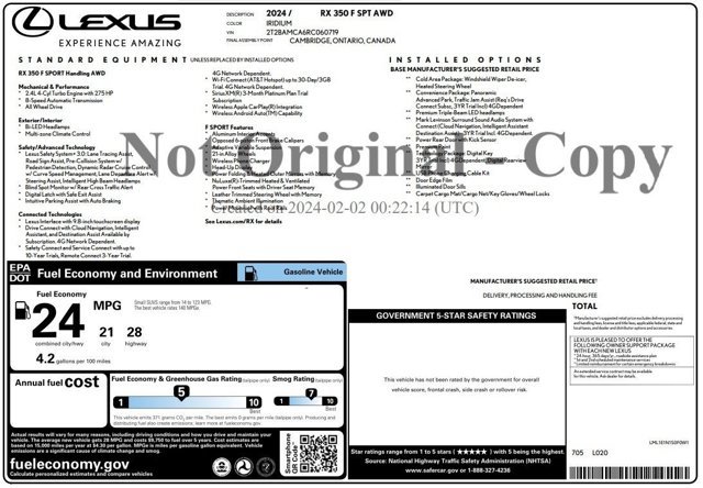 Used 2024 Lexus RX 350 F Sport w/ Convenience Package AWD/4WD image 2