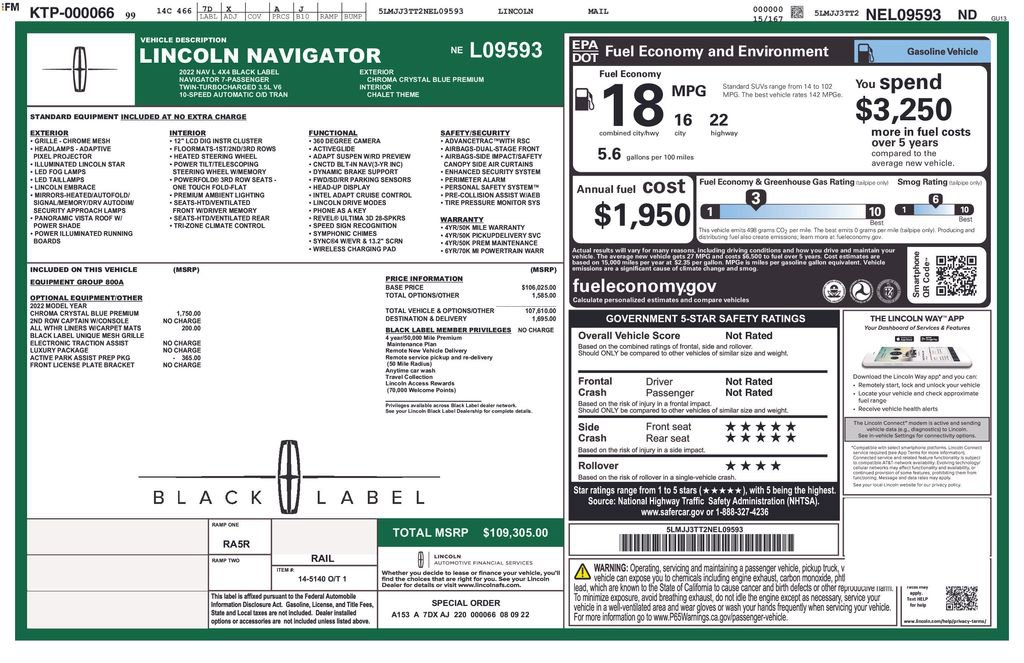 Certified 2022 Lincoln Navigator L Black Label AWD/4WD image 3
