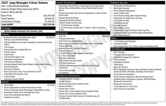 New 2027 Jeep Wrangler Unlimited Sahara AWD/4WD image 5
