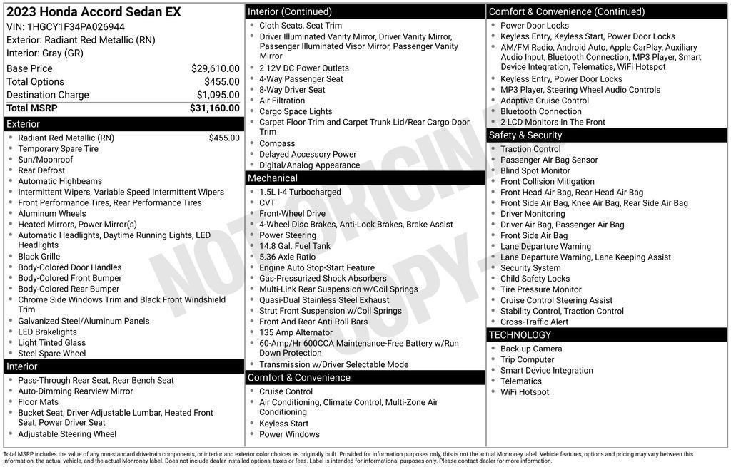 Used 2023 Honda Accord EX image 55