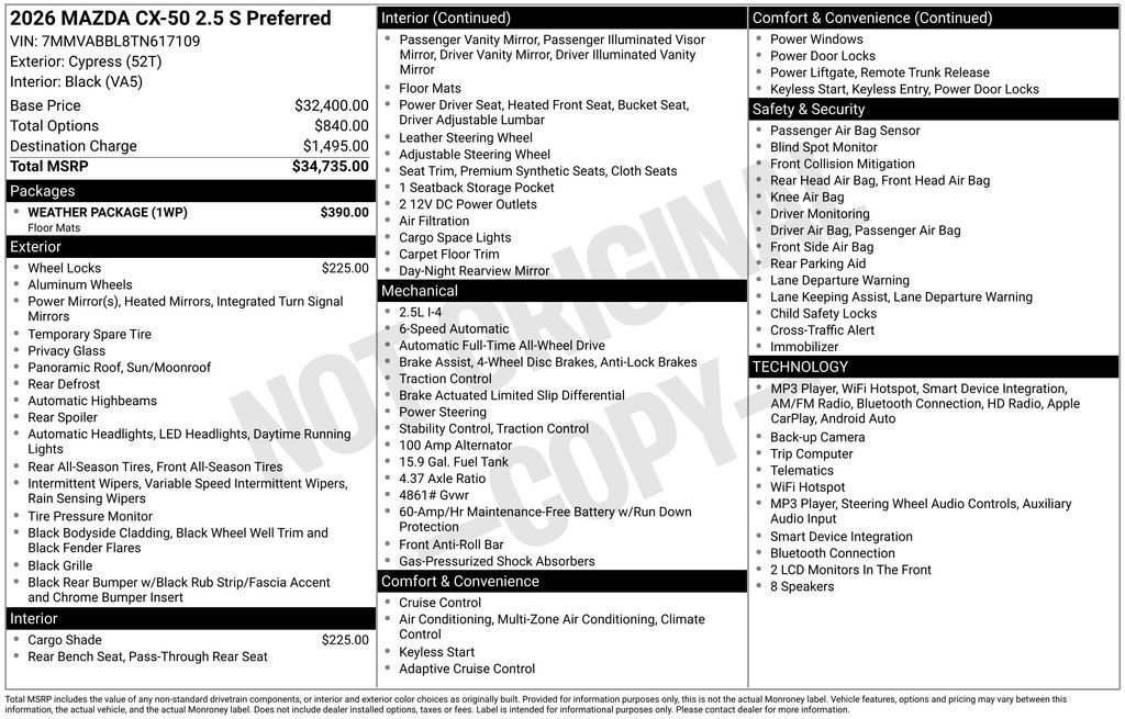 New 2026 MAZDA CX-50 AWD 2.5 S w/ Weather Package image 35