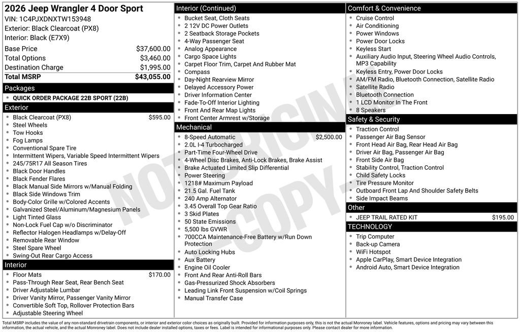 New 2026 Jeep Wrangler Sport image 6