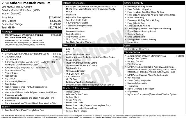 Certified 2026 Subaru Crosstrek 2.5i Premium AWD/4WD image 36