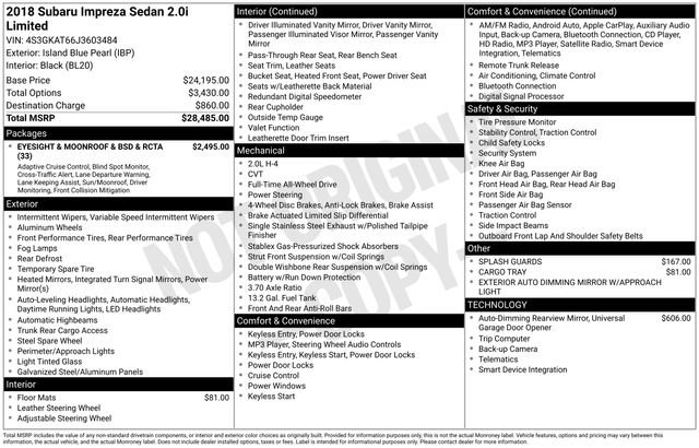Used 2018 Subaru Impreza 2.0i Limited image 12