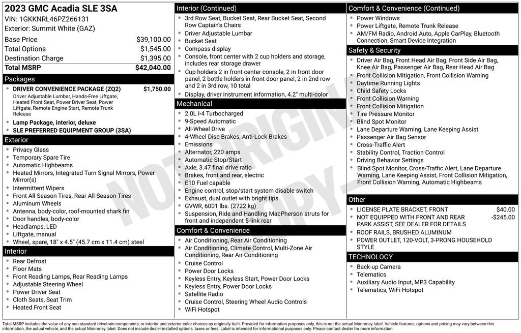 Certified 2023 GMC Acadia SLE w/ Driver Convenience Package AWD/4WD image 30