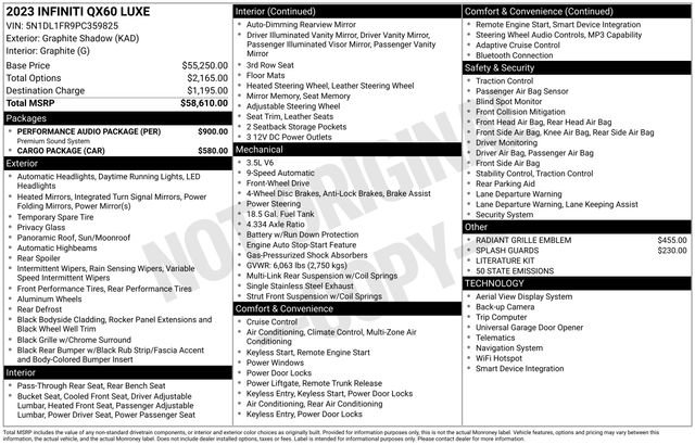 Used 2023 INFINITI QX60 Luxe w/ Performance Audio Package image 5