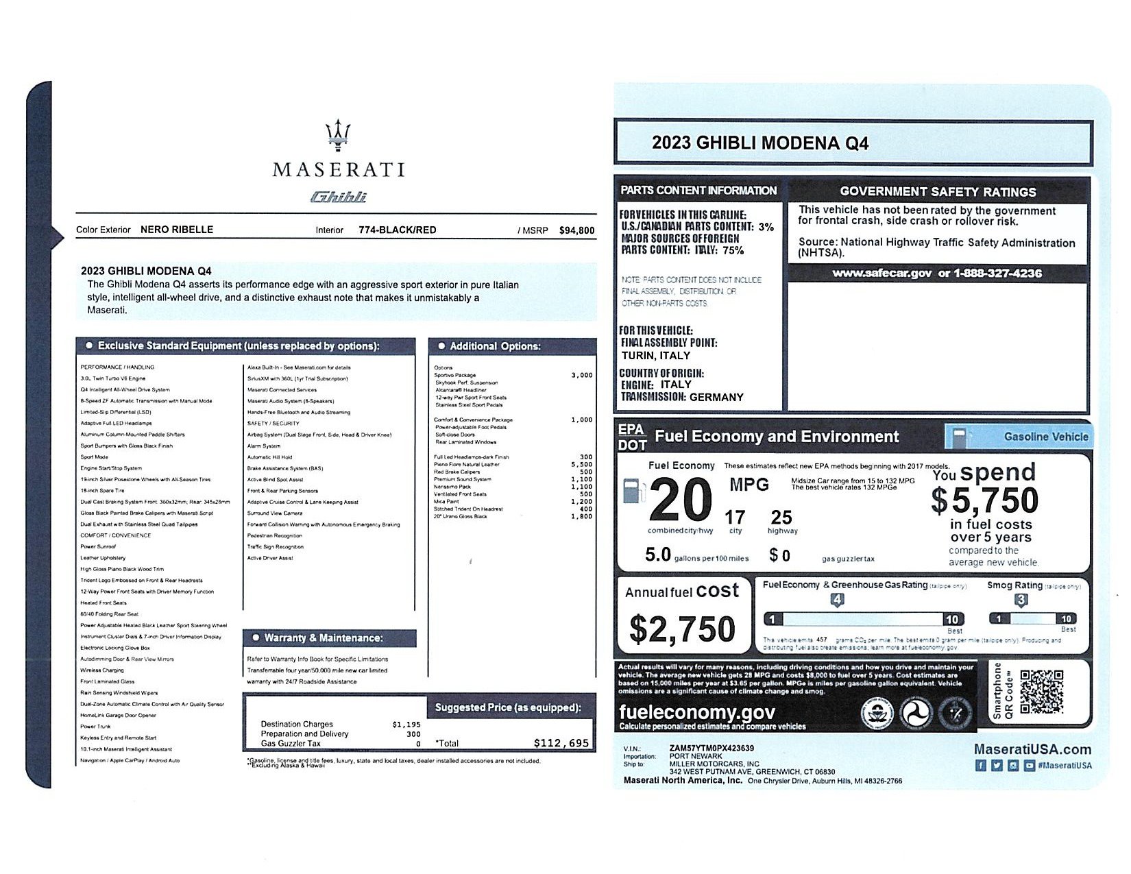 Certified 2023 Maserati Ghibli Modena Q4 AWD/4WD image 25