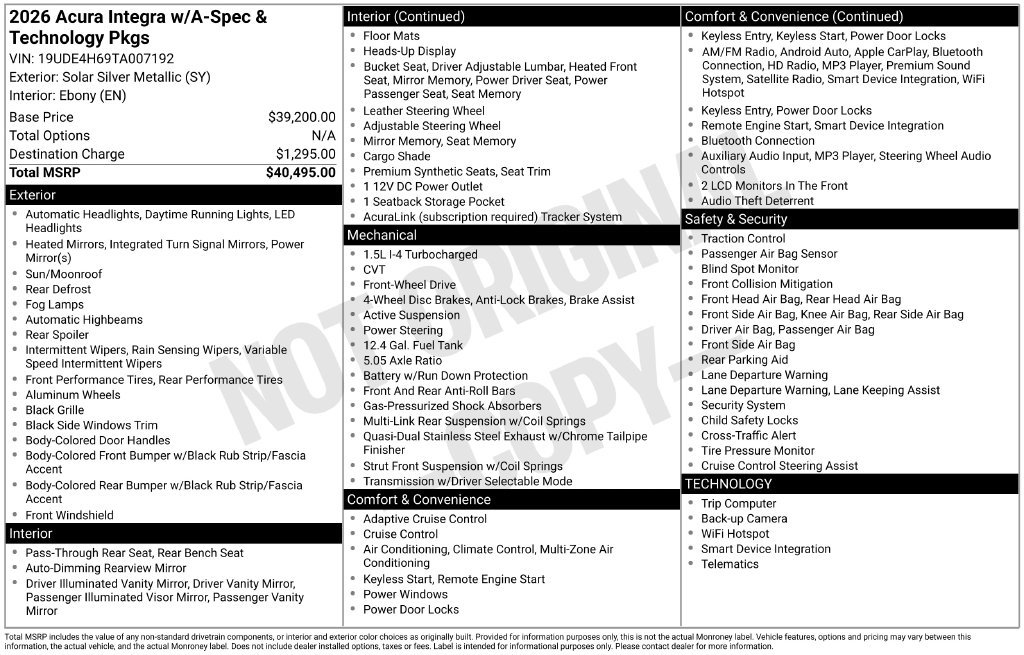 Certified 2026 Acura Integra A-Spec w/ Technology Package FWD image 4