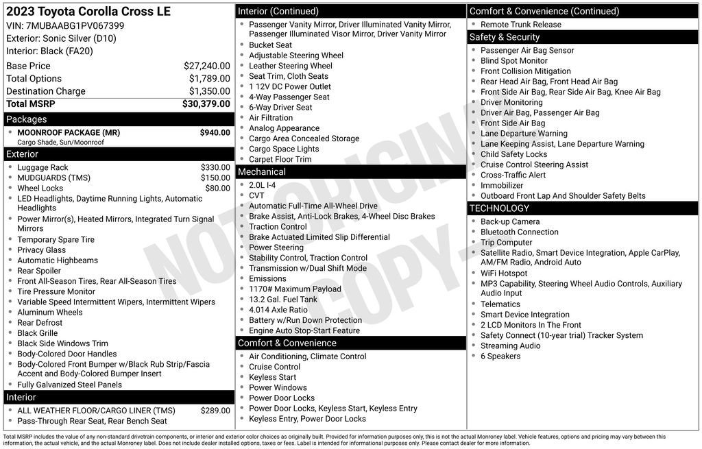 Certified 2023 Toyota Corolla Cross LE w/ Moonroof Package AWD/4WD image 27