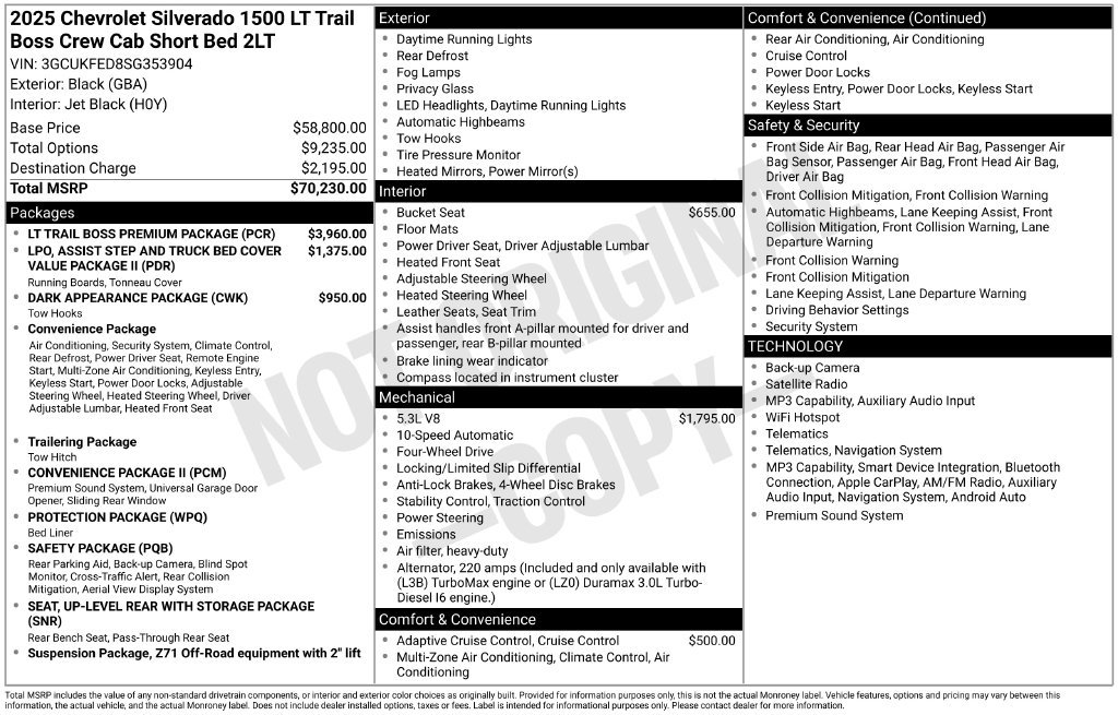 Used 2025 Chevrolet Silverado 1500 LT Trail Boss w/ LT Trail Boss Premium Package AWD/4WD image 4