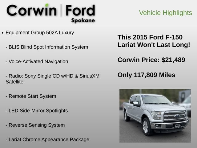 Used 2015 Ford F150 Lariat w/ Equipment Group 502A Luxury AWD/4WD image 6