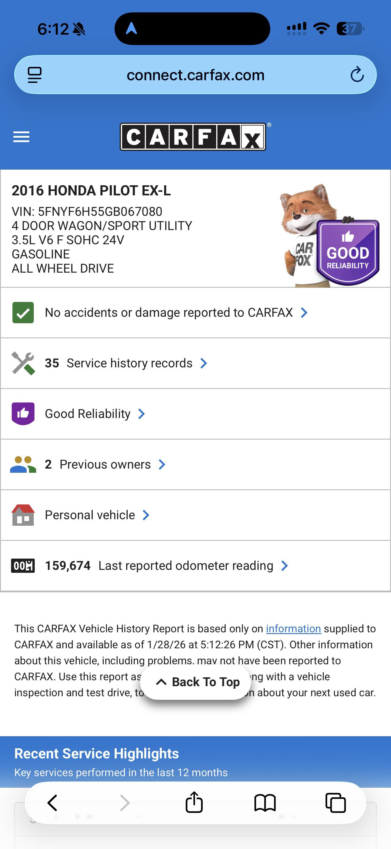 Used 2016 Honda Pilot EX-L image 2