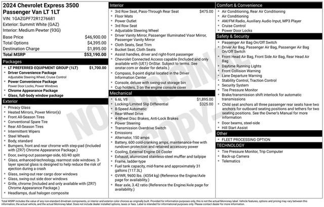Used 2024 Chevrolet Express 3500 LT w/ LT Preferred Equipment Group RWD image 40