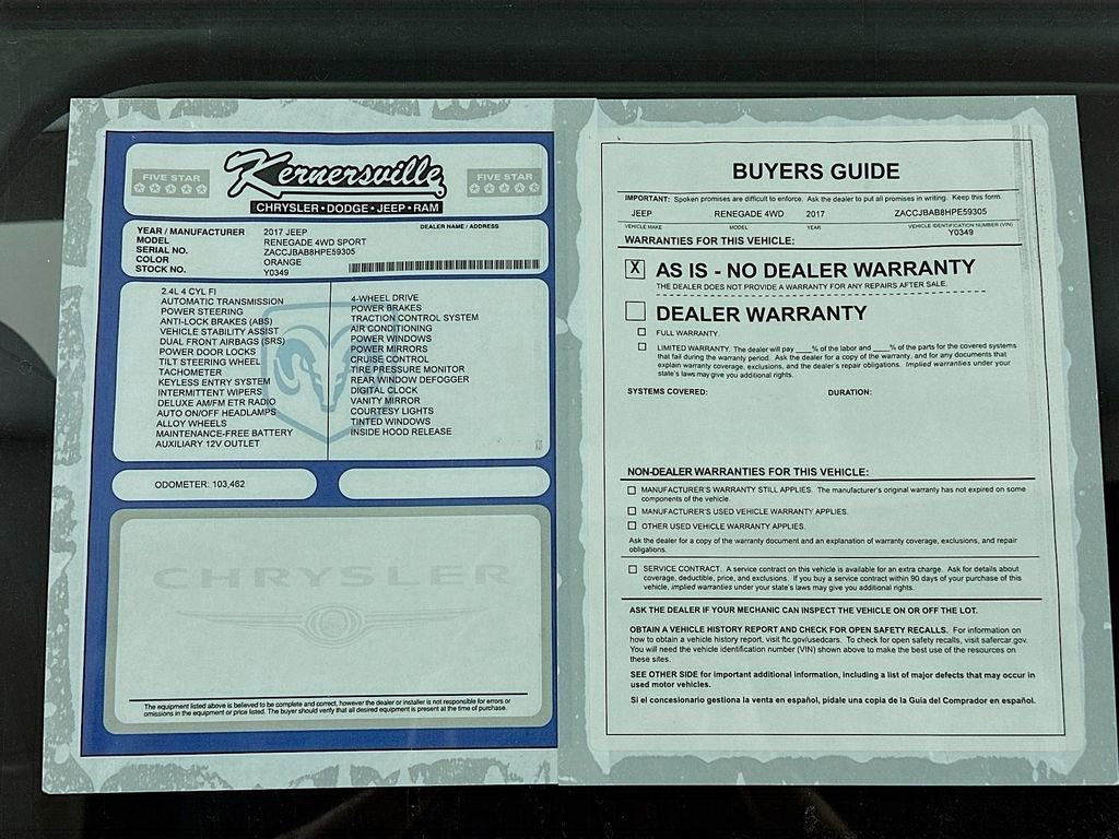 Used 2017 Jeep Renegade Sport w/ Power & Air Group image 35