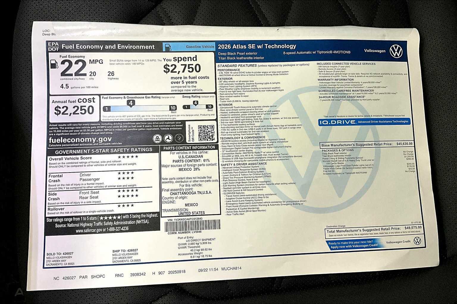 New 2026 Volkswagen Atlas SE image 36