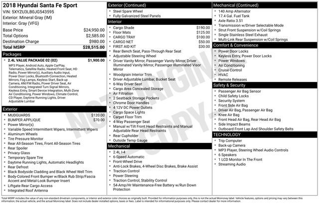 Used 2018 Hyundai Santa Fe Sport w/ 2.4L Value Package 02 FWD image 10