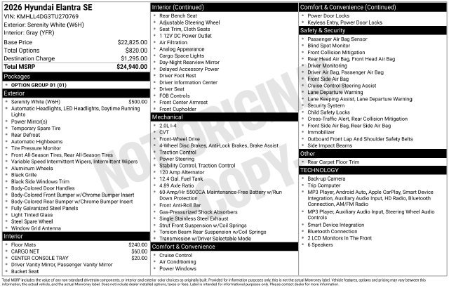 New 2026 Hyundai Elantra SE FWD image 24
