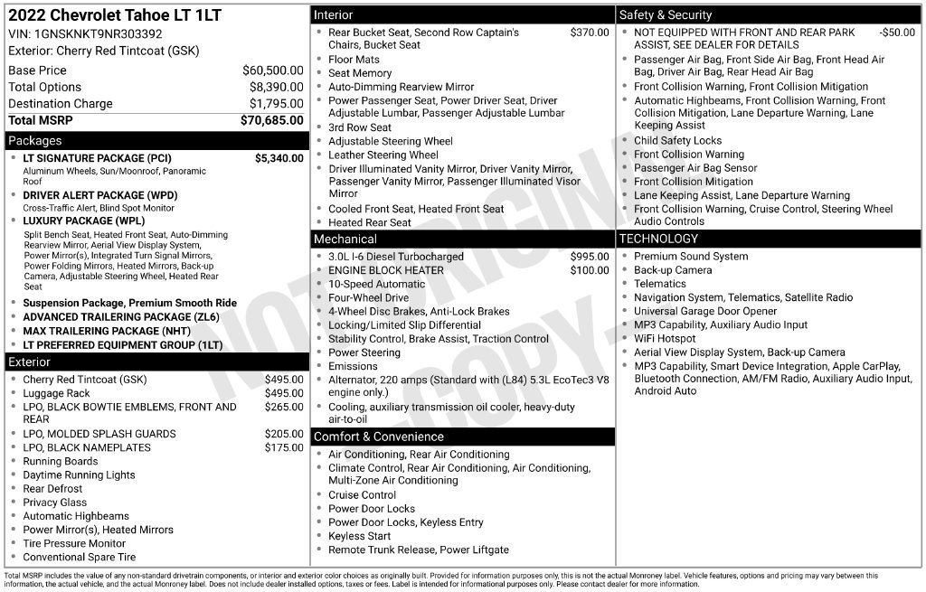 Certified 2022 Chevrolet Tahoe LT w/ LT Signature Package AWD/4WD image 35